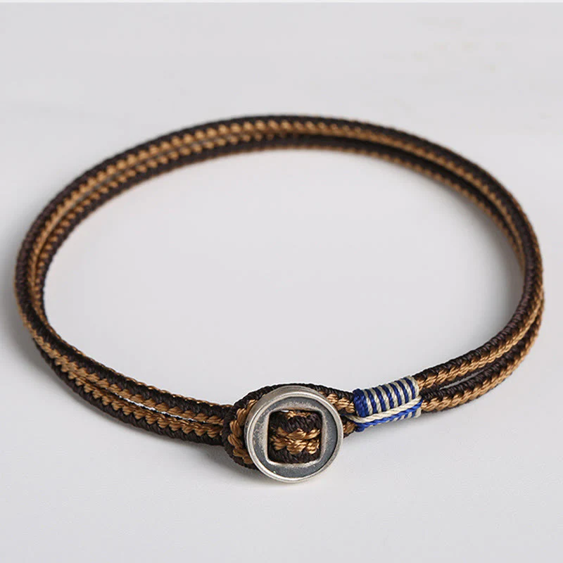 Braccialetto con cordino intrecciato di protezione con bottone fatto a mano in argento sterling 925 Buddha Stones - Image 10
