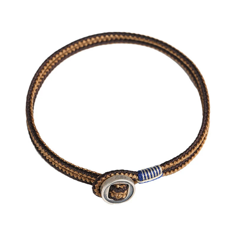 Braccialetto con cordino intrecciato di protezione con bottone fatto a mano in argento sterling 925 Buddha Stones - Image 15