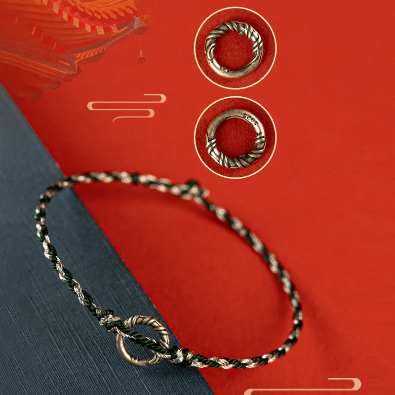 Braccialetto con cordino portafortuna Buddha Stones in argento sterling 925 con fibbia della pace - Image 17