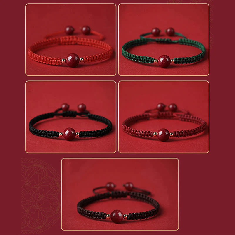 Braccialetto con cordino rosso e perline di cinabro fortunato Buddha Stones - Image 3
