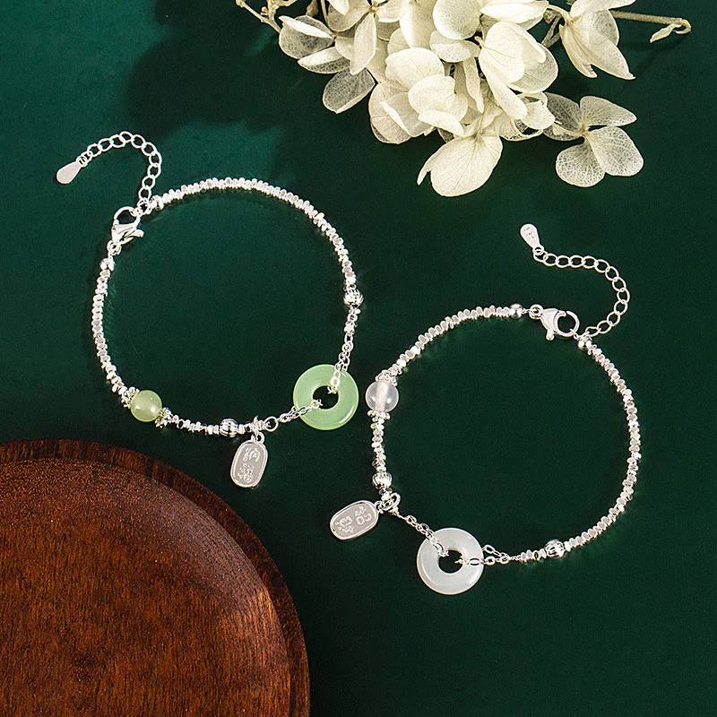 Braccialetto con fibbia della pace e fortuna in argento placcato rame con carattere Fu di Buddha Stones - Image 5