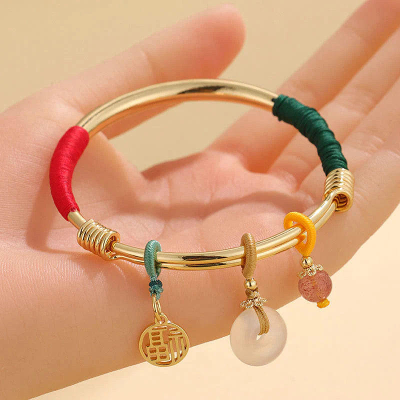 Braccialetto con fibbia della pace in cristallo rosa Buddha Stones Lucky Flower Love - Image 3