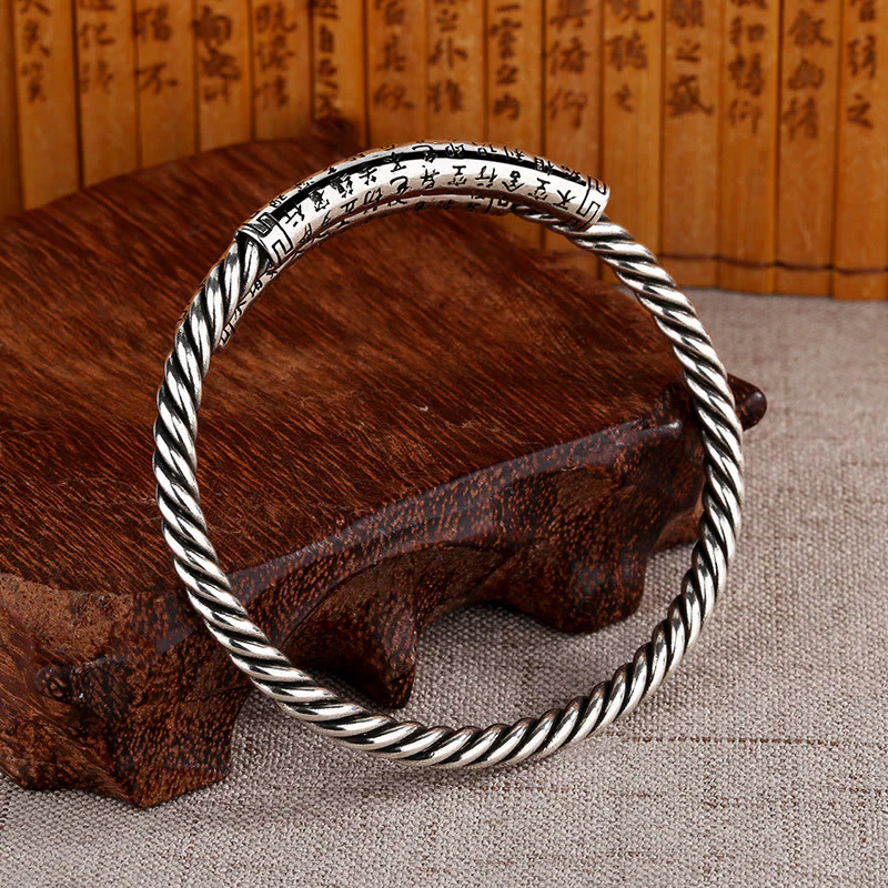 Braccialetto con motivo a forma di cuore intrecciato Buddha Stones e sutra retrò - Image 3