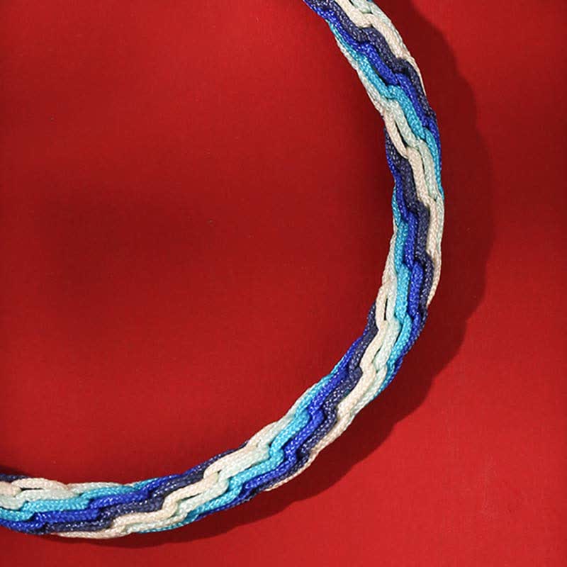 Braccialetto con nodo della reincarnazione in corda di benedizione di zucca fatto a mano in argento sterling 925 - Image 9