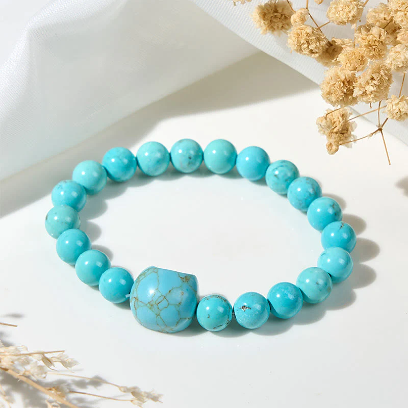 Braccialetto con perline di turchese naturale per gatti Buddha Stones - Image 2