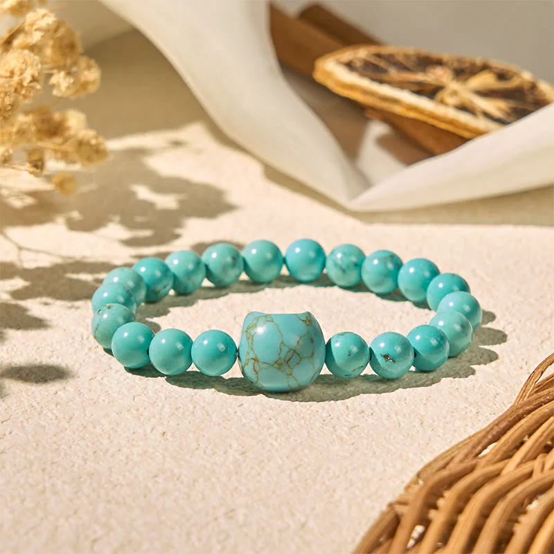 Braccialetto con perline di turchese naturale per gatti Buddha Stones - Image 3