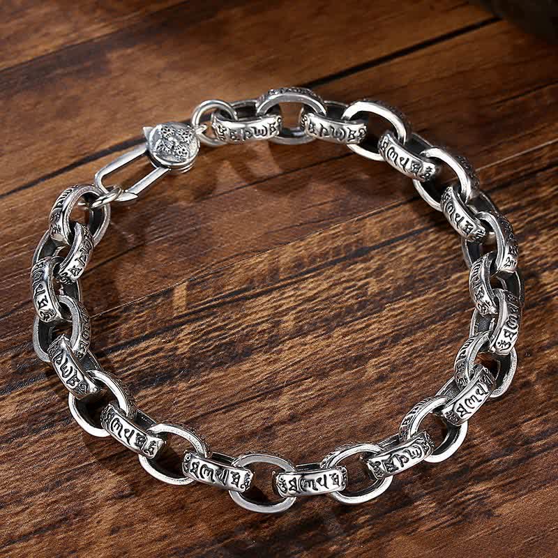 Braccialetto con scritta "Buddha Stones" in argento sterling 925 con incisione Om Mani Padme Hum e simbolo della pace - Image 5