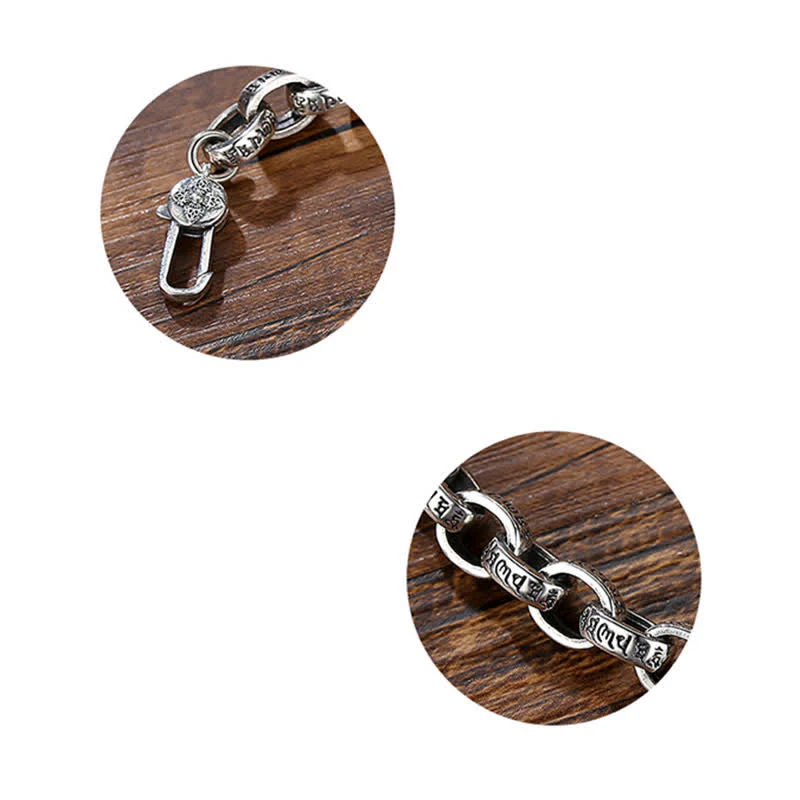 Braccialetto con scritta "Buddha Stones" in argento sterling 925 con incisione Om Mani Padme Hum e simbolo della pace - Image 7