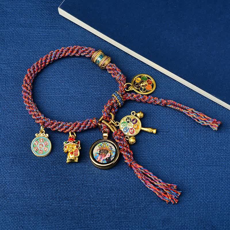 Braccialetto con treccia di corda della fortuna Thangka della dea della ricchezza Tara verde tibetana Zakiram - Image 4