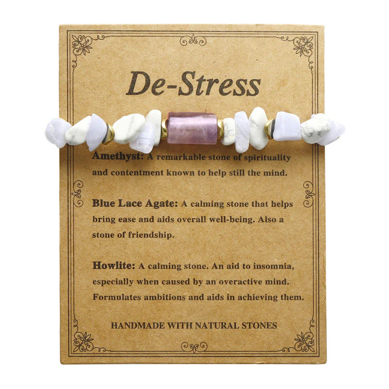 Braccialetto curativo antistress Buddha Stones Ametista Agata Blu Howlite - Image 10