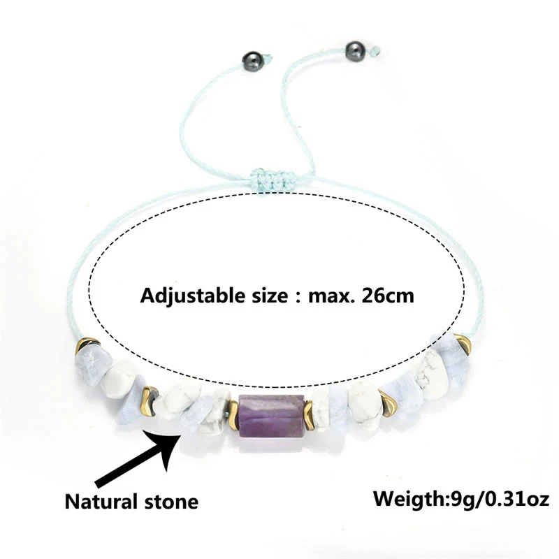 Braccialetto curativo antistress Buddha Stones Ametista Agata Blu Howlite - Image 11