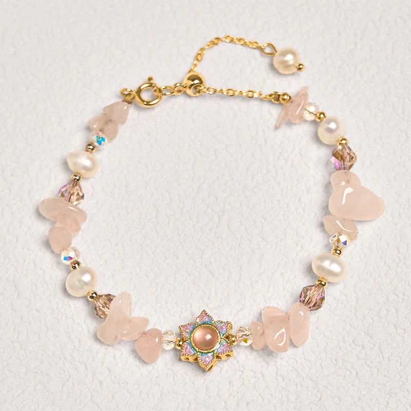 Braccialetto curativo con perle di quarzo rosa, ghiaia naturale Buddha Stones - Image 2