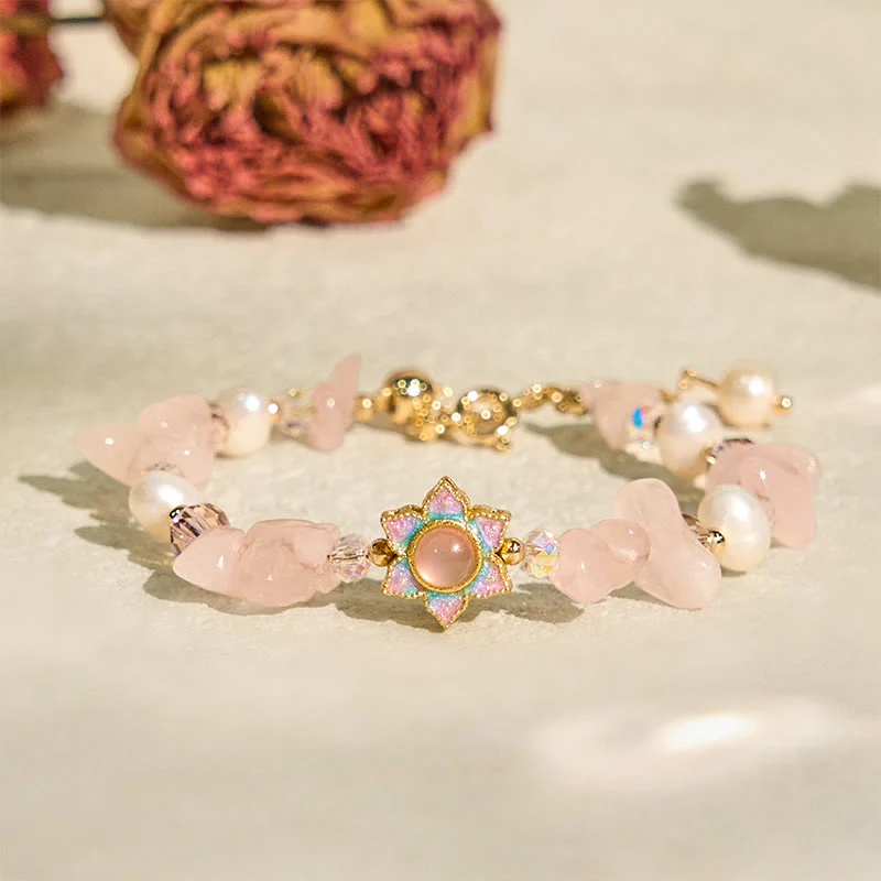 Braccialetto curativo con perle di quarzo rosa, ghiaia naturale Buddha Stones - Image 3