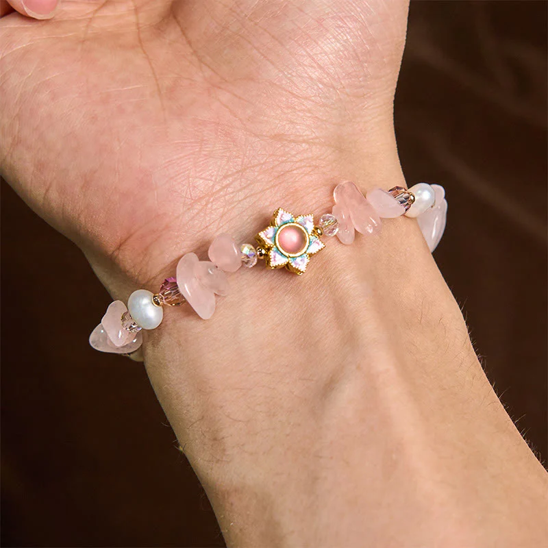 Braccialetto curativo con perle di quarzo rosa, ghiaia naturale Buddha Stones - Image 5