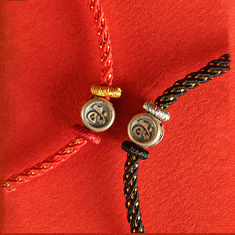 Braccialetto della fede con carattere Fu in argento sterling 925 Buddha Stones intrecciate - Image 12