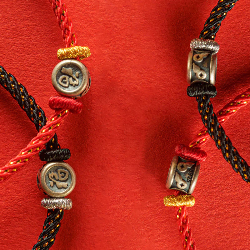 Braccialetto della fede con carattere Fu in argento sterling 925 Buddha Stones intrecciate - Image 14