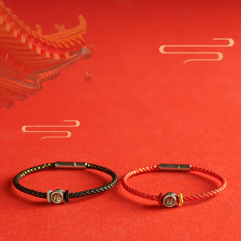 Braccialetto della fede con carattere Fu in argento sterling 925 Buddha Stones intrecciate - Image 15