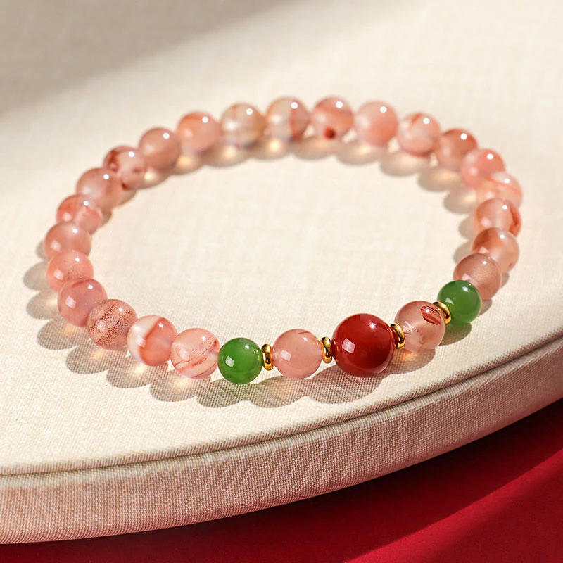 Braccialetto della fortuna Buddha Stones South Red Agate Butterfly Orchid Hetian Jade - Image 11