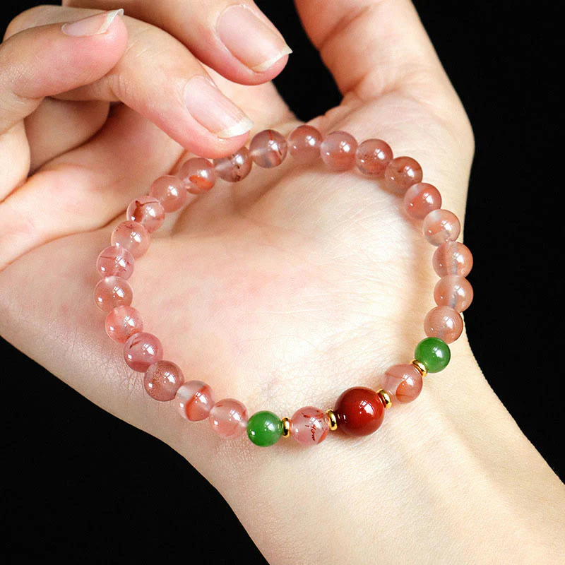 Braccialetto della fortuna Buddha Stones South Red Agate Butterfly Orchid Hetian Jade - Image 13