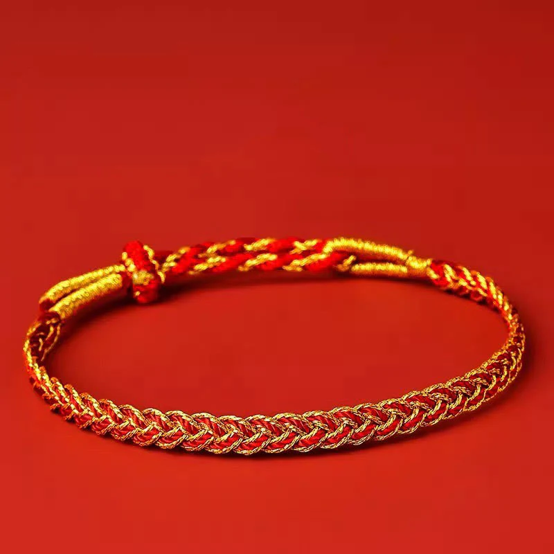 Braccialetto della fortuna con corda rossa e corda gialla Buddha Stones