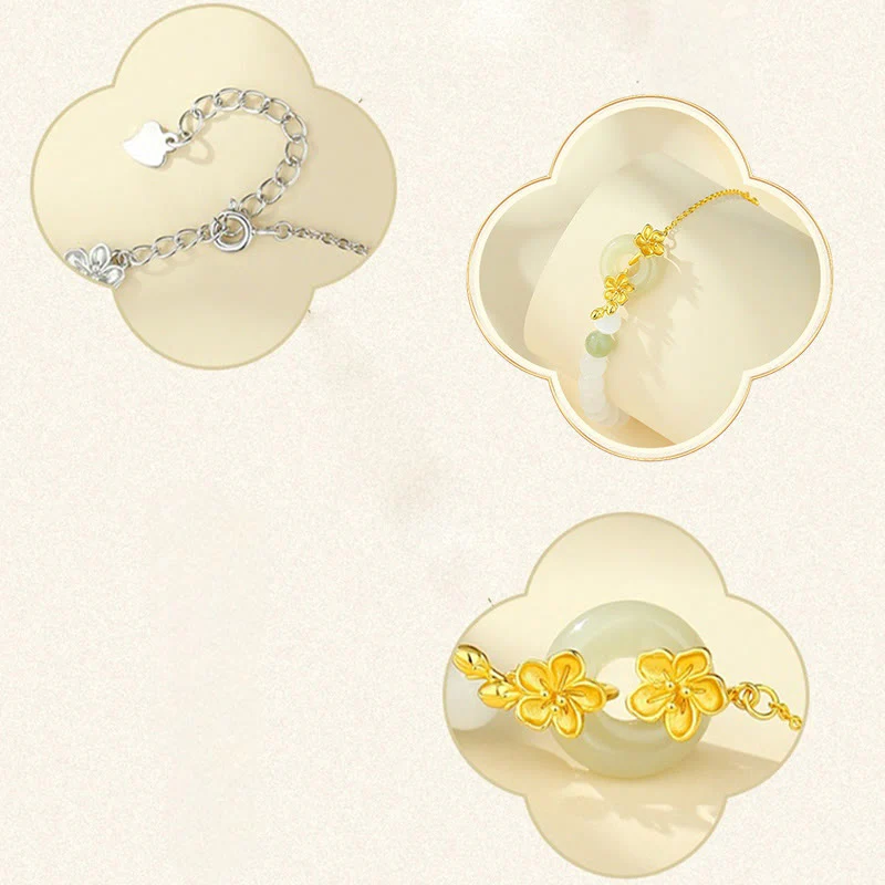 Braccialetto della fortuna con fibbia della pace in giada naturale Hetian in argento sterling 999 Buddha Stones - Image 16