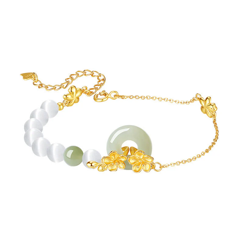 Braccialetto della fortuna con fibbia della pace in giada naturale Hetian in argento sterling 999 Buddha Stones - Image 6