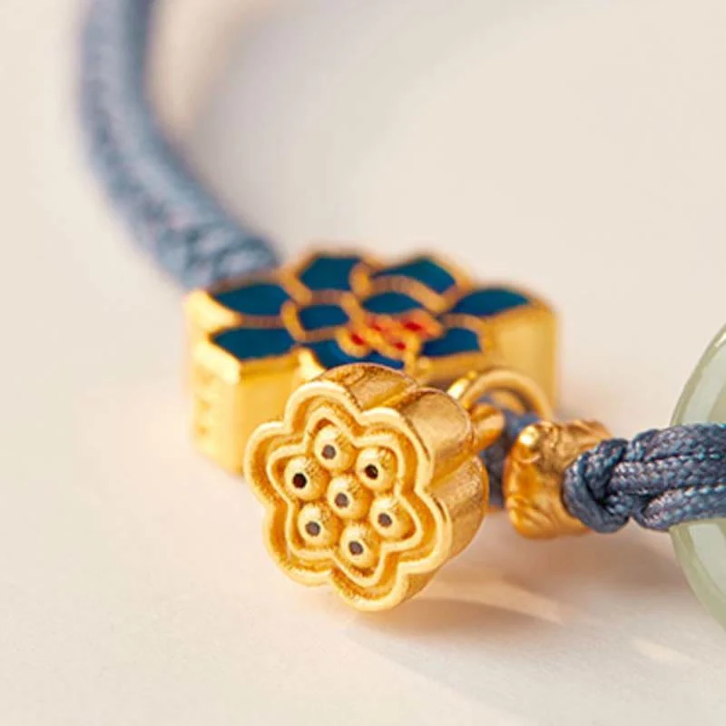 Braccialetto della fortuna con fibbia in corda intrecciata, giada Hetian , Buddha Stones, Lotus Peace - Image 16
