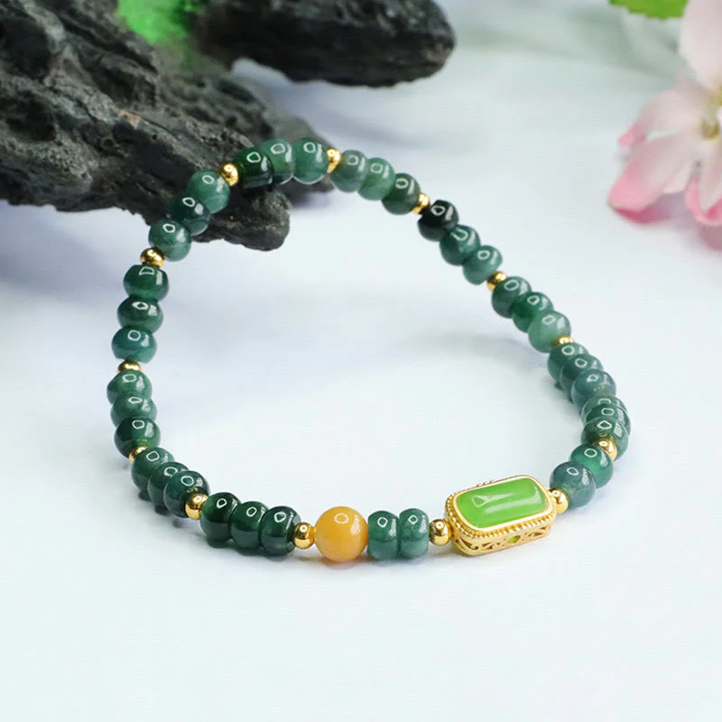 Braccialetto della fortuna con topazio verde naturale Buddha Stones - Image 3