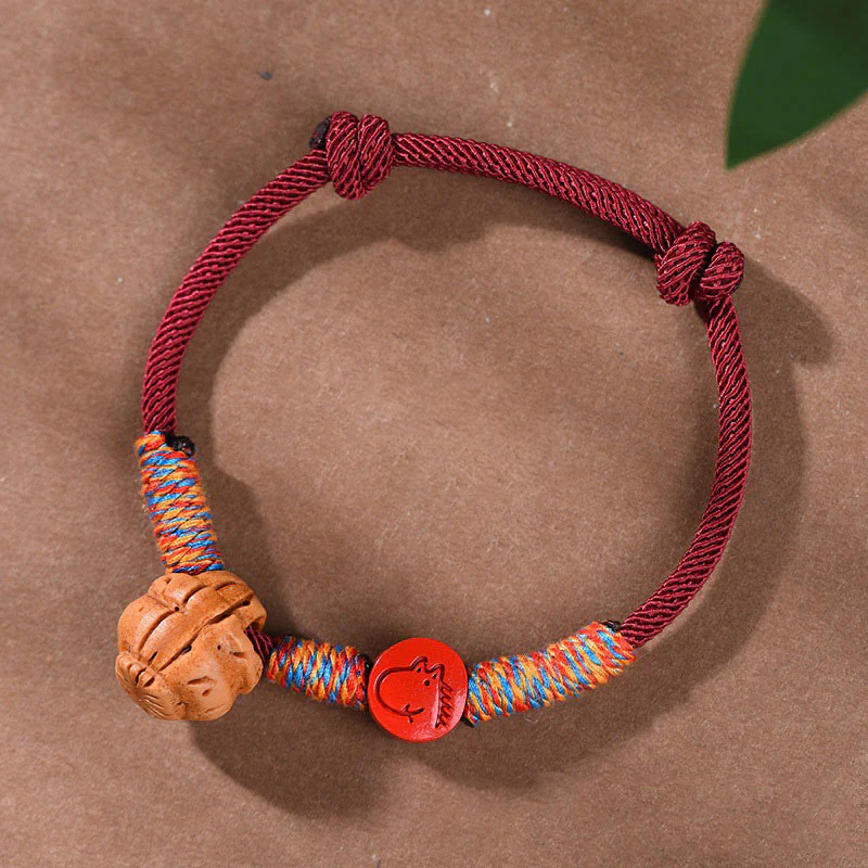 Braccialetto della fortuna fatto a mano con Buddha Stones, zodiaco cinese, filo rosso, nocciolo di pesca, cinabro - Image 23