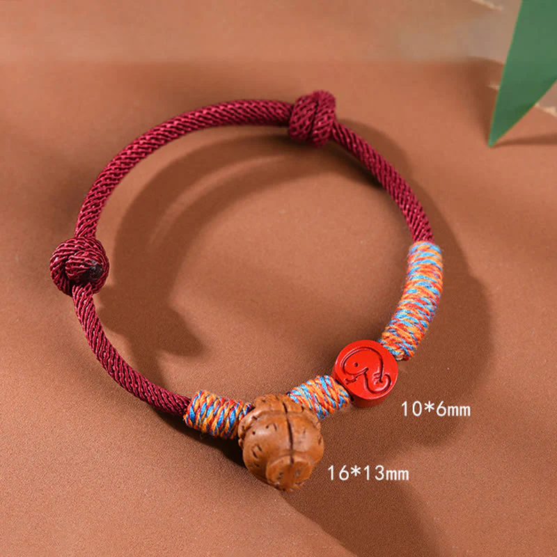 Braccialetto della fortuna fatto a mano con Buddha Stones, zodiaco cinese, filo rosso, nocciolo di pesca, cinabro - Image 3