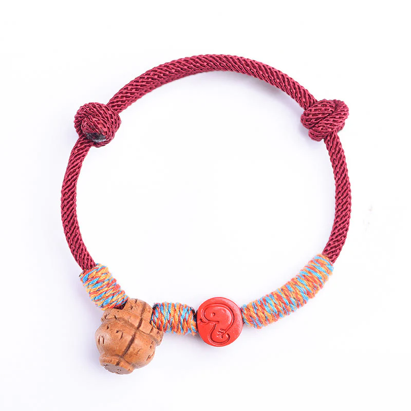 Braccialetto della fortuna fatto a mano con Buddha Stones, zodiaco cinese, filo rosso, nocciolo di pesca, cinabro - Image 4