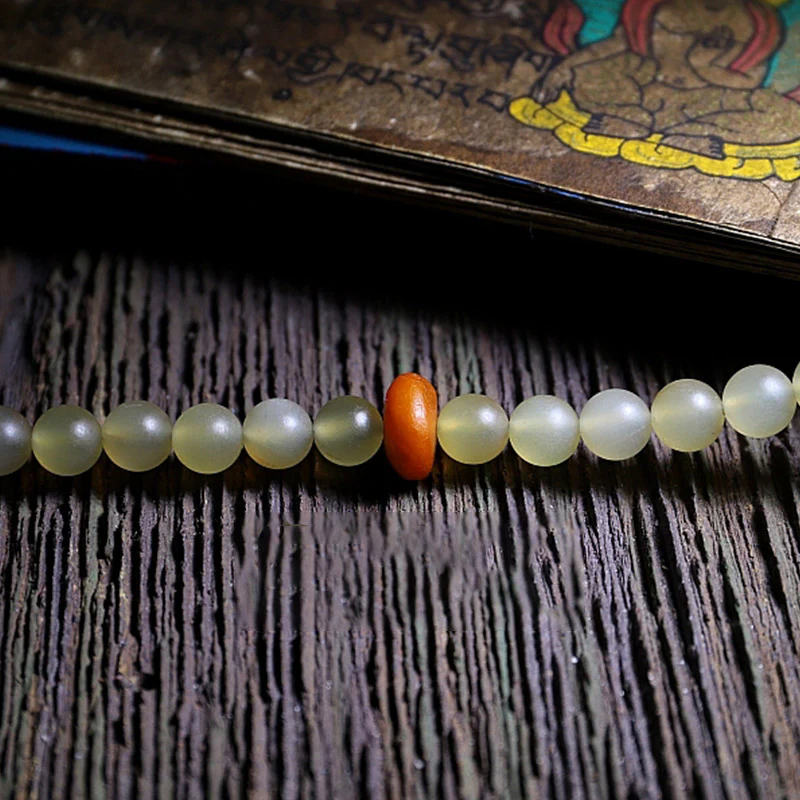 Braccialetto della fortuna in ambra e corno di pecora del Tibet con 108 perle di Mala Buddha Stones - Image 12