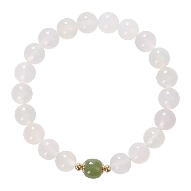 Braccialetto della fortuna in giada agata bianca naturale Buddha Stones - Image 4