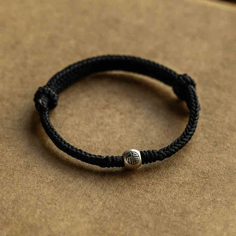 Braccialetto della fortuna intrecciato con perline di Fu in argento sterling 925, fatto a mano , Buddha Stones - Image 12