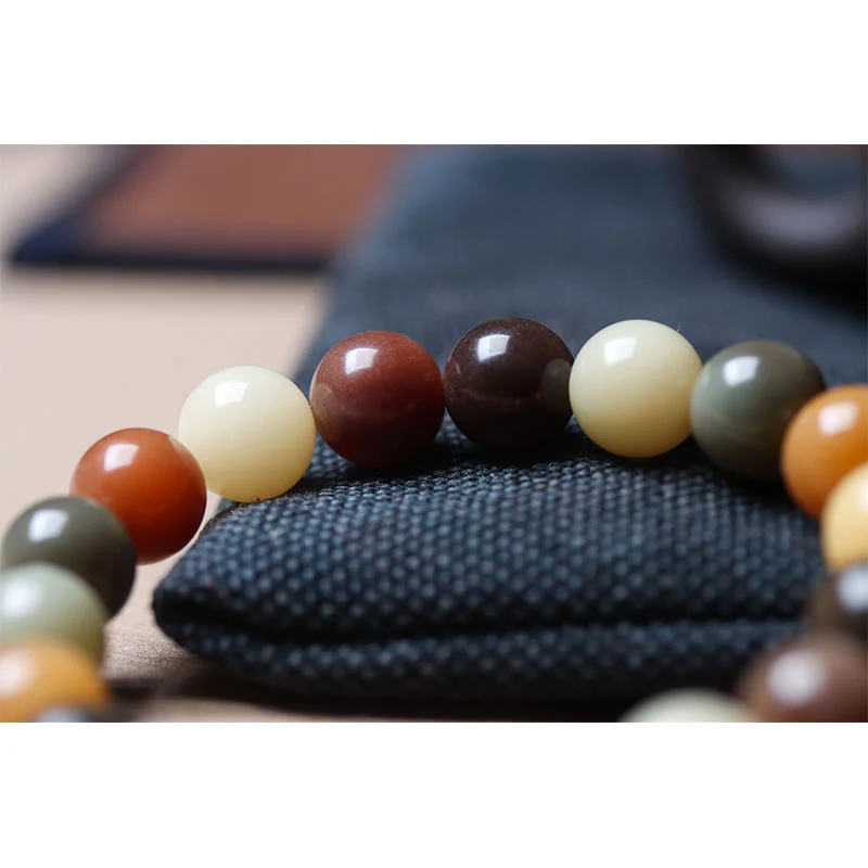 Braccialetto della pace con ciondolo in vetro Liuli con semi di Bodhi multicolore sfumato naturale Buddha Stones - Image 9