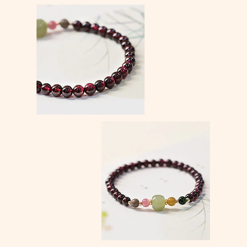 Braccialetto della passione con perline di giada e tormalina naturale di granato e Buddha Stones - Image 6