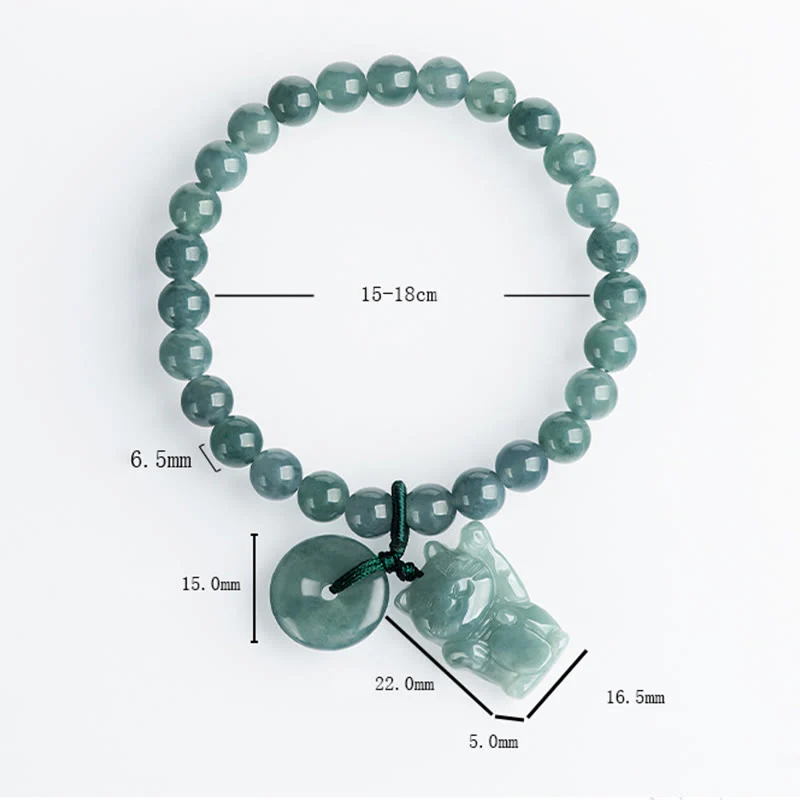 Braccialetto della prosperità con fibbia della pace in giada blu Buddha Stones e gatto fortunato - Image 8