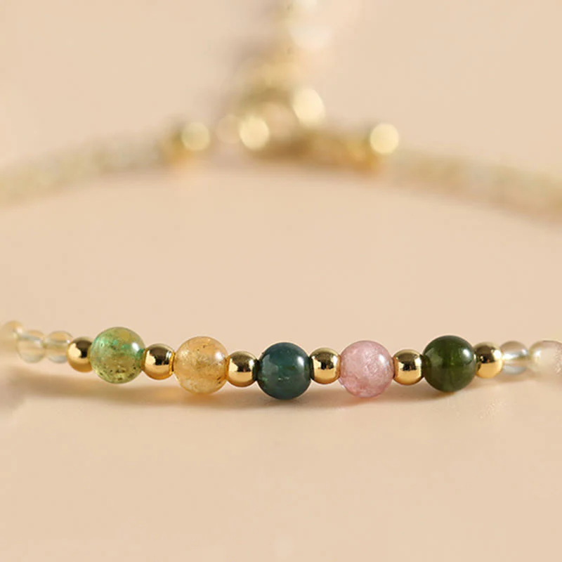 Braccialetto della prosperità con perle di rame riempite d'oro 14K e tormalina citrino ultrasottile da 2,5 mm Buddha Stones - Image 3