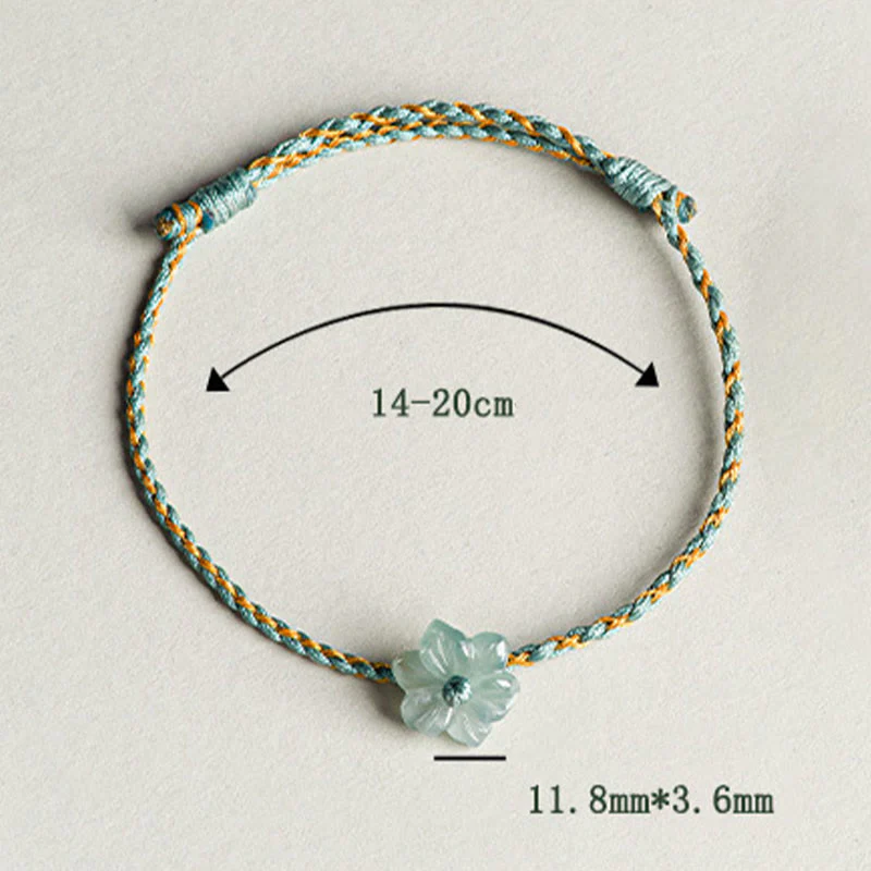 Braccialetto della prosperità intrecciato con orchidea di giada e corda verde fatto a mano Buddha Stones - Image 15