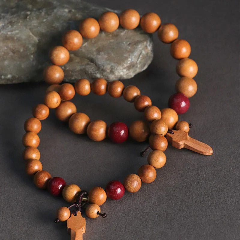 Braccialetto della ricchezza con ciondolo a forma di spada in legno di pesca e cinabro Buddha Stones - Image 12