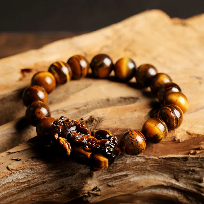 Braccialetto della ricchezza con occhio di tigre naturale Buddha Stones - Image 5