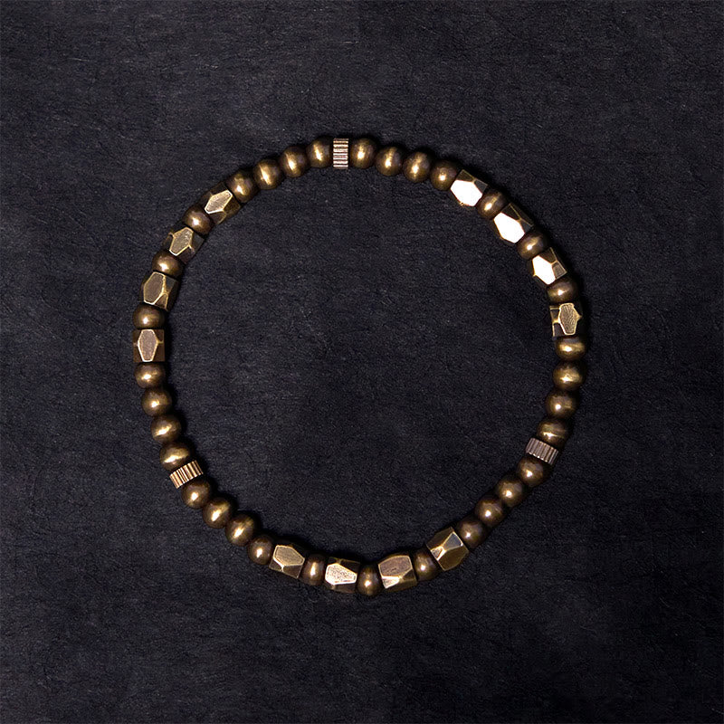 Braccialetto della ricchezza con perline di ottone e rame, stile vintage e semplice, in stile Buddha Stones - Image 2