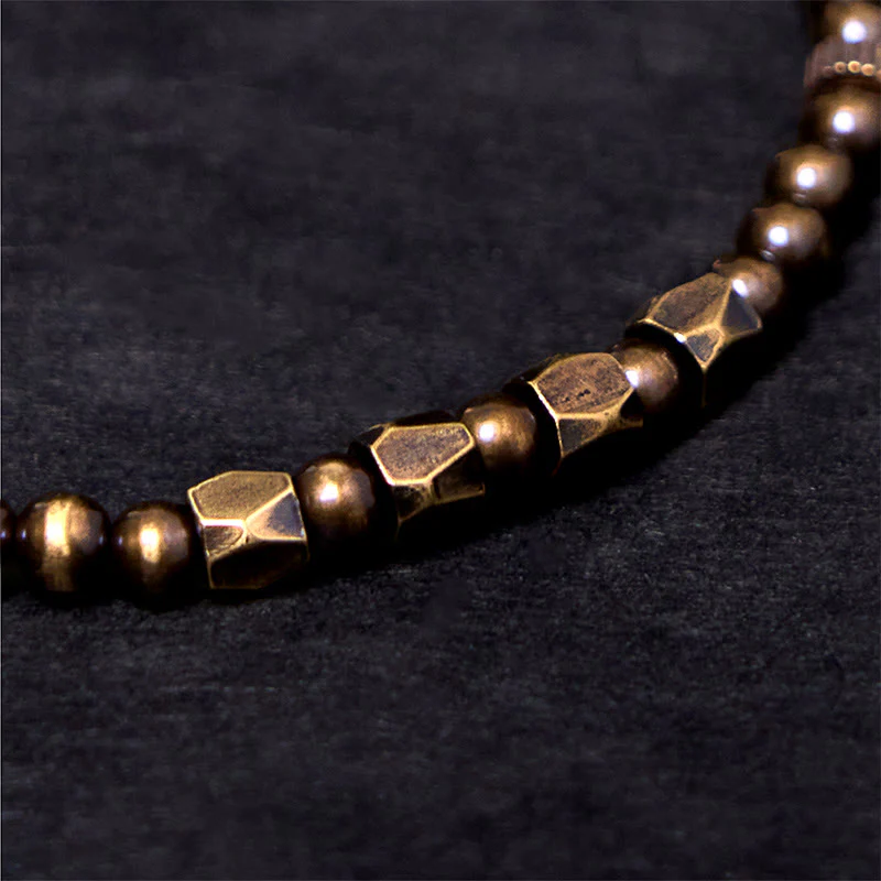 Braccialetto della ricchezza con perline di ottone e rame, stile vintage e semplice, in stile Buddha Stones - Image 3
