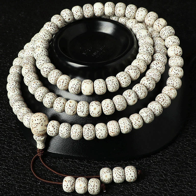 Braccialetto della ricchezza in agata ambrata con semi di Bodhi tibetano e pietre Buddha Stones - Image 10