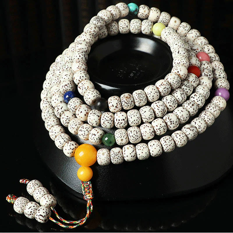 Braccialetto della ricchezza in agata ambrata con semi di Bodhi tibetano e pietre Buddha Stones - Image 6