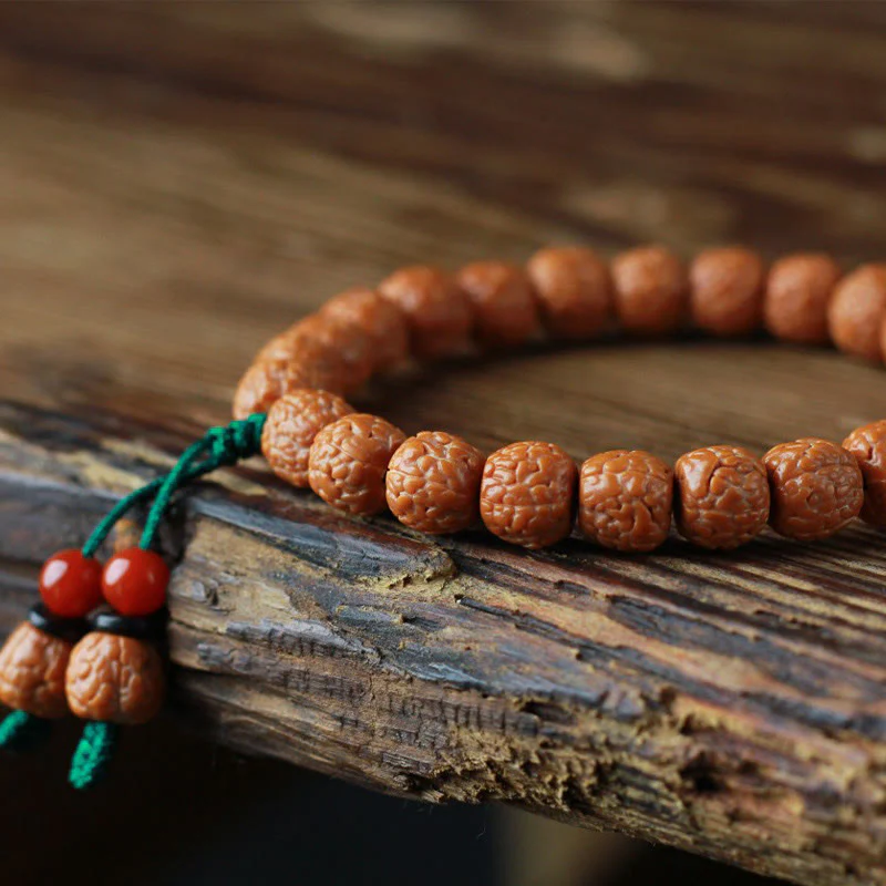 Braccialetto della ricchezza in agata di semi di Bodhi e rudraksha tibetano di Buddha Stones - Image 10