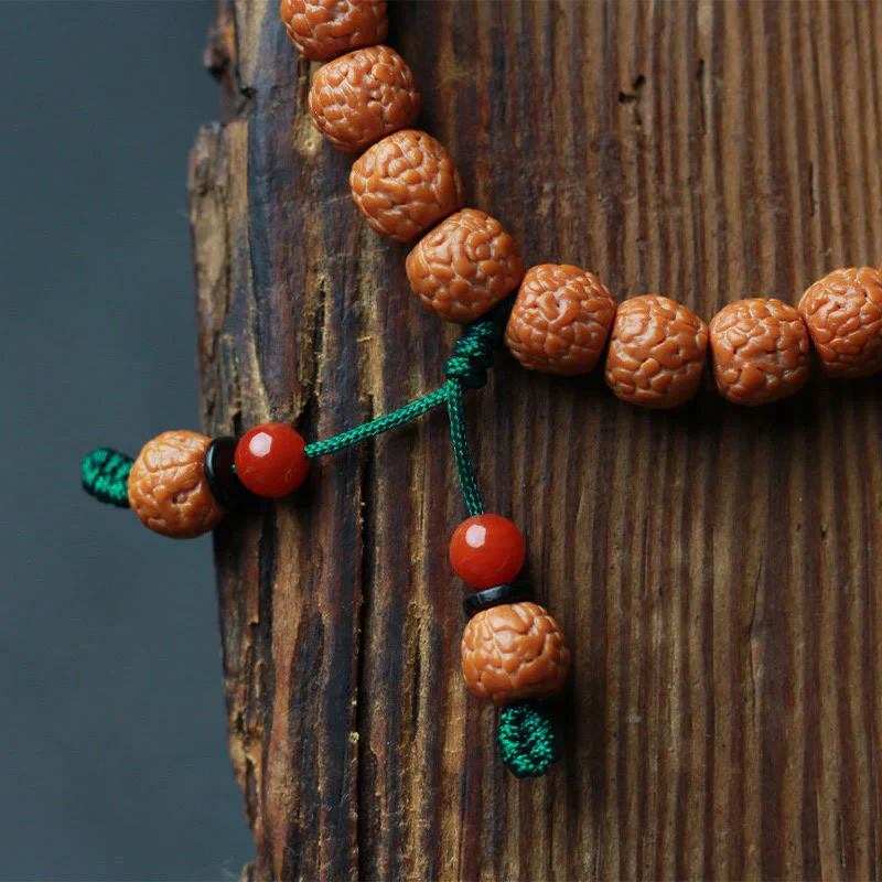 Braccialetto della ricchezza in agata di semi di Bodhi e rudraksha tibetano di Buddha Stones - Image 11