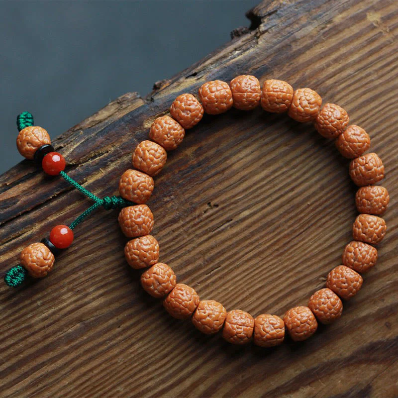 Braccialetto della ricchezza in agata di semi di Bodhi e rudraksha tibetano di Buddha Stones - Image 4