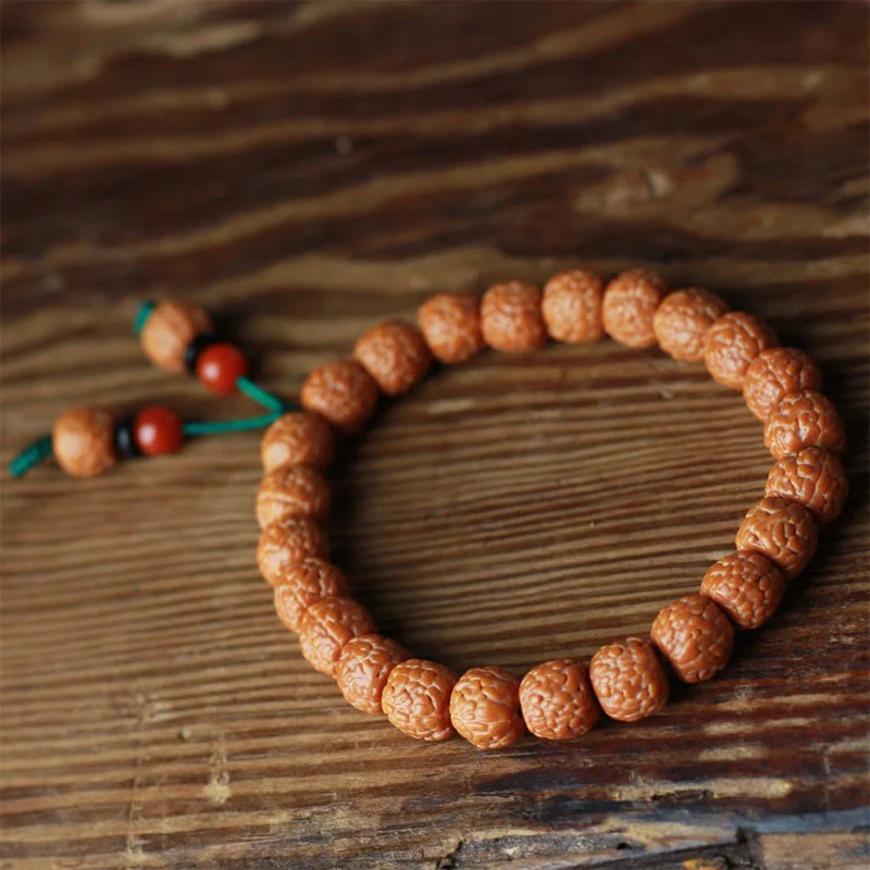 Braccialetto della ricchezza in agata di semi di Bodhi e rudraksha tibetano di Buddha Stones - Image 9