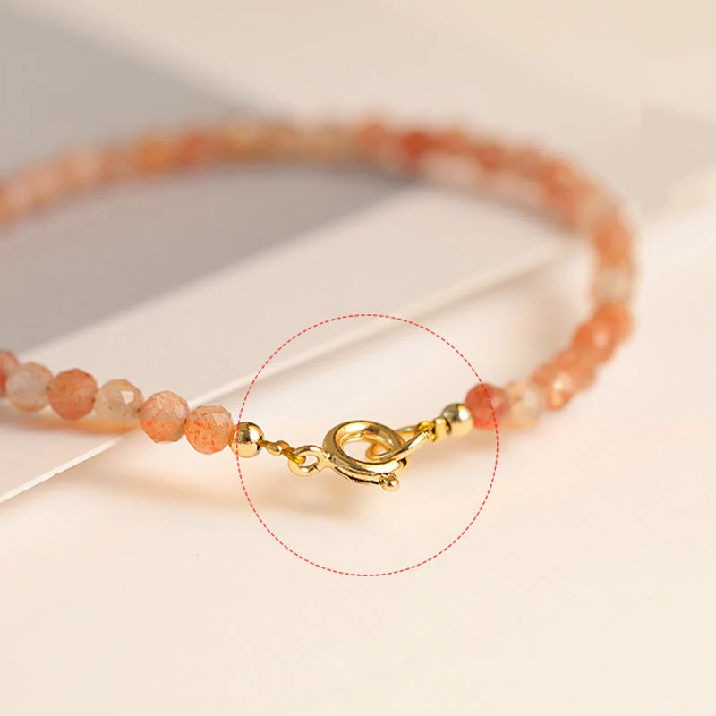 Braccialetto della ricchezza in rame placcato oro 14k con perline ultrasottili in pietra del sole da 3 mm Buddha Stones - Image 4